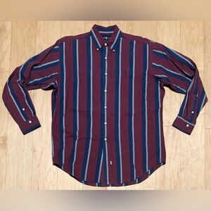 VTG Polo Ralph Lauren Oxford Button Down Shirt Red Blue Striped Men’s Medium